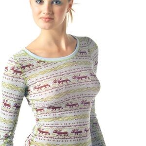 Free People Vintage Thermal Top Womens S Boho Y2K Early 2000s Animal Print RARE